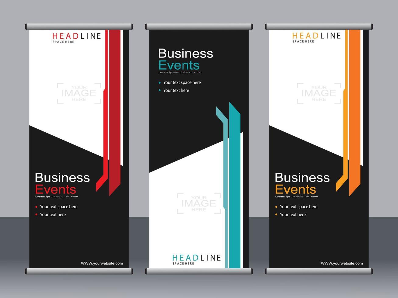 Business banner roll up set standee banner template. vector