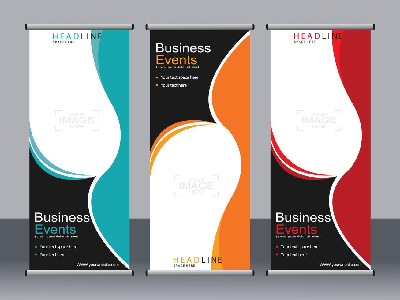 Business banner roll up set standee banner template. vector