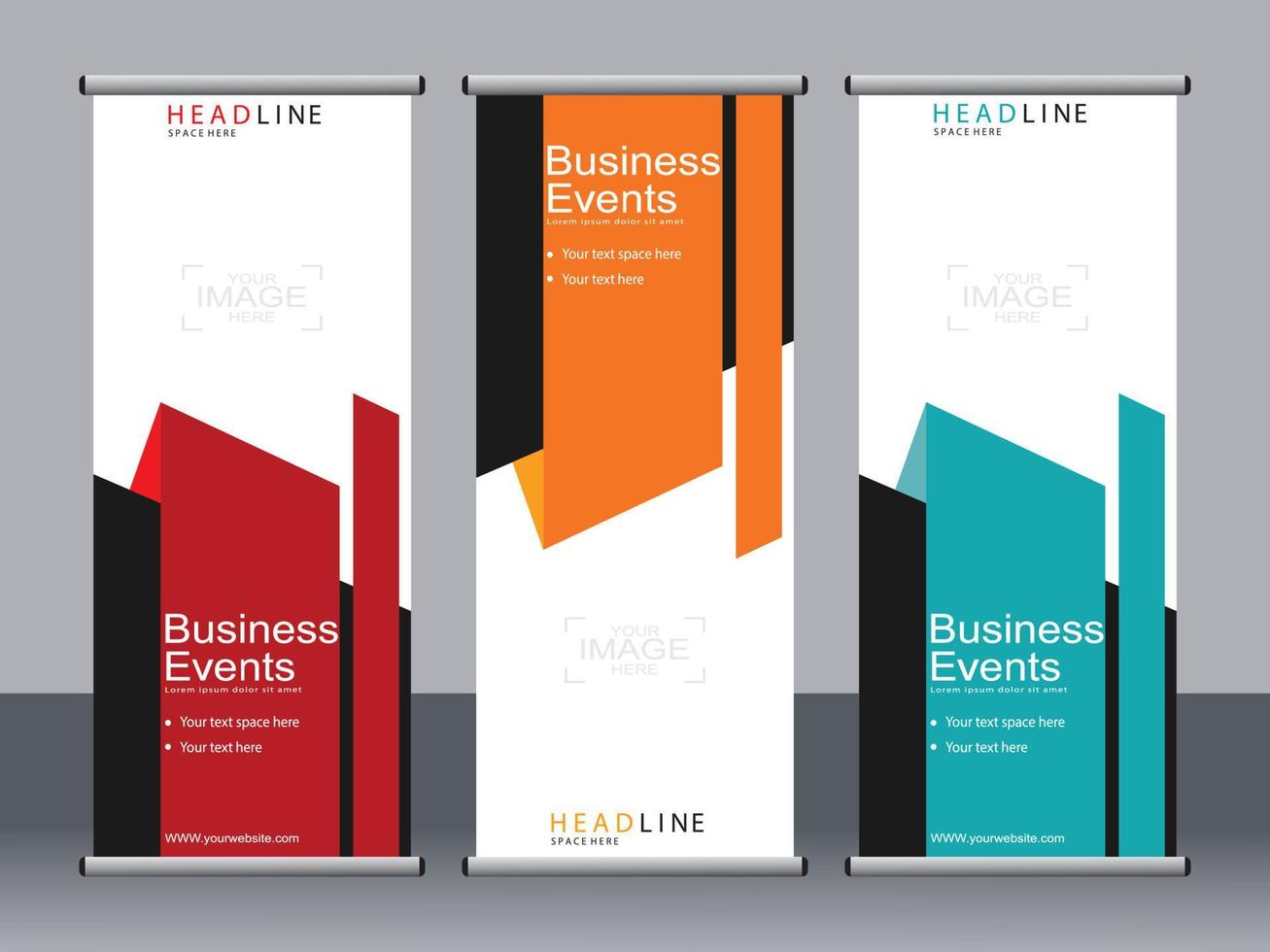 Business banner roll up set standee banner template. vector
