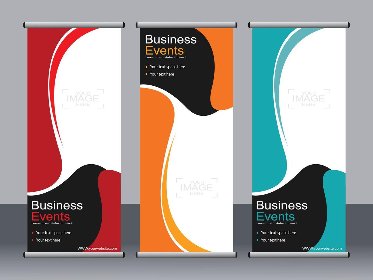 Business banner roll up set standee banner template. vector