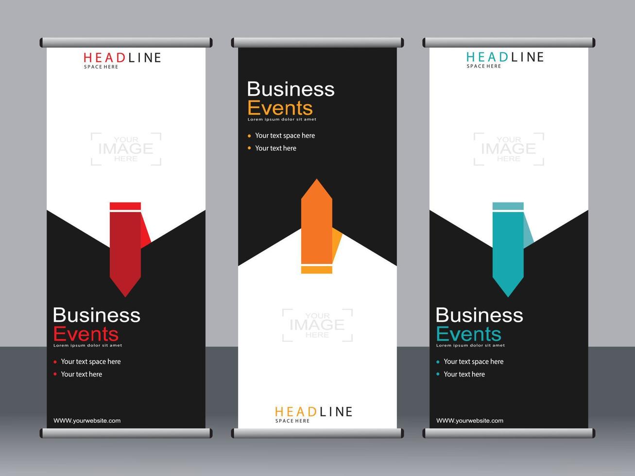 Business banner roll up set standee banner template. vector