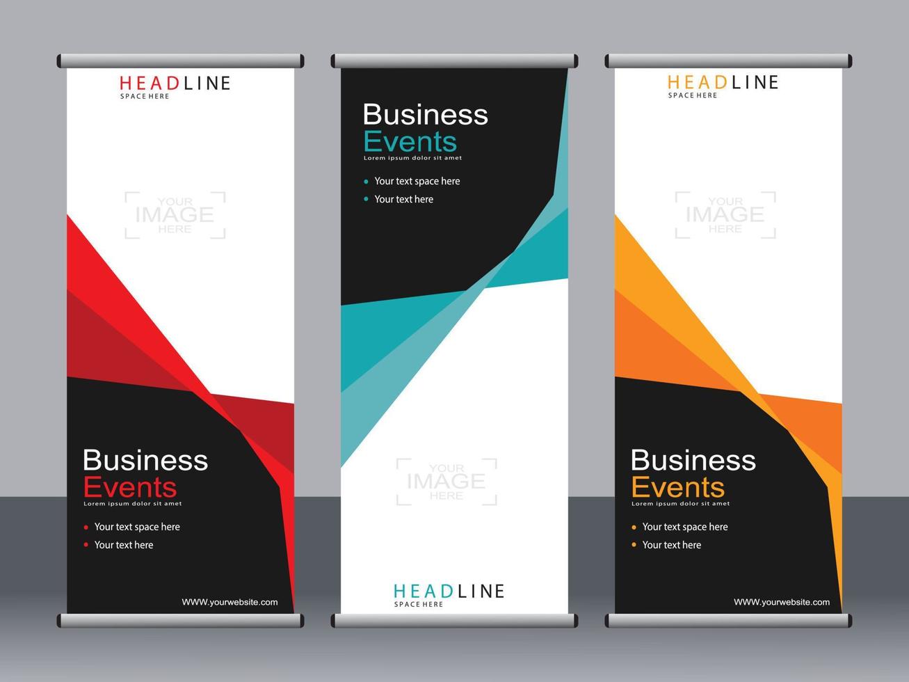 Business banner roll up set standee banner template. vector