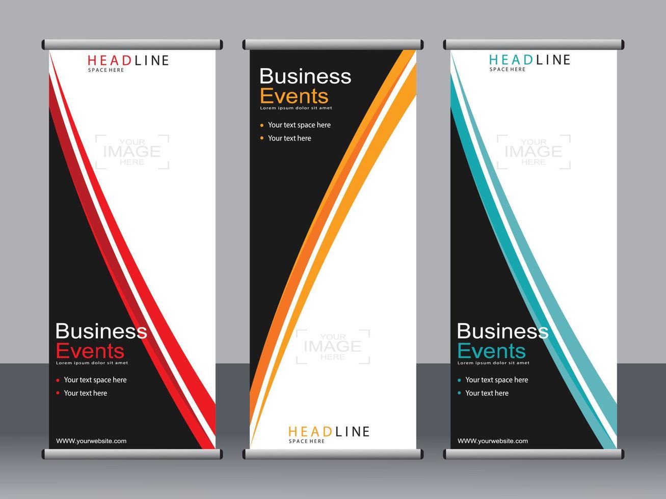 Business banner roll up set standee banner template. vector