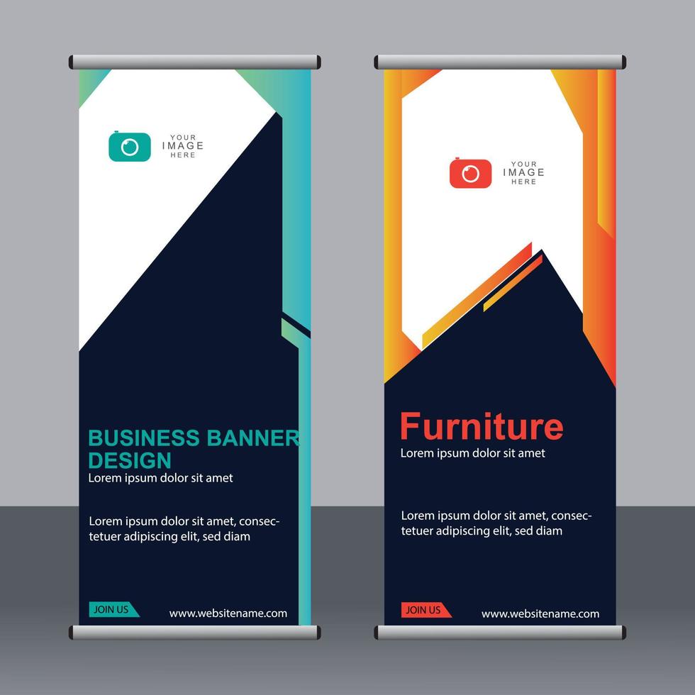 Business banner roll up set standee banner template. vector