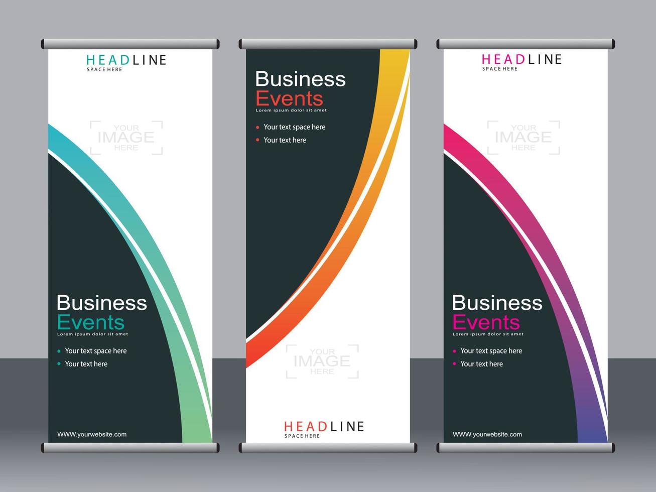 Business banner roll up set standee banner template. vector
