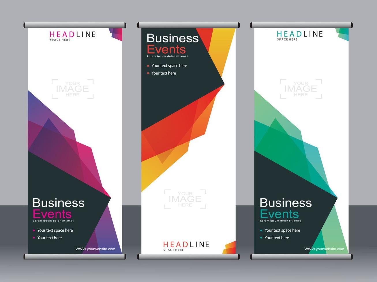 Business banner roll up set standee banner template. vector