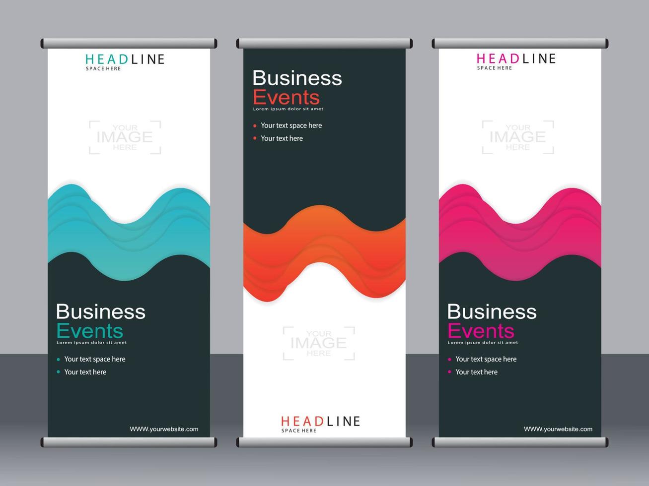 Business banner roll up set standee banner template. vector