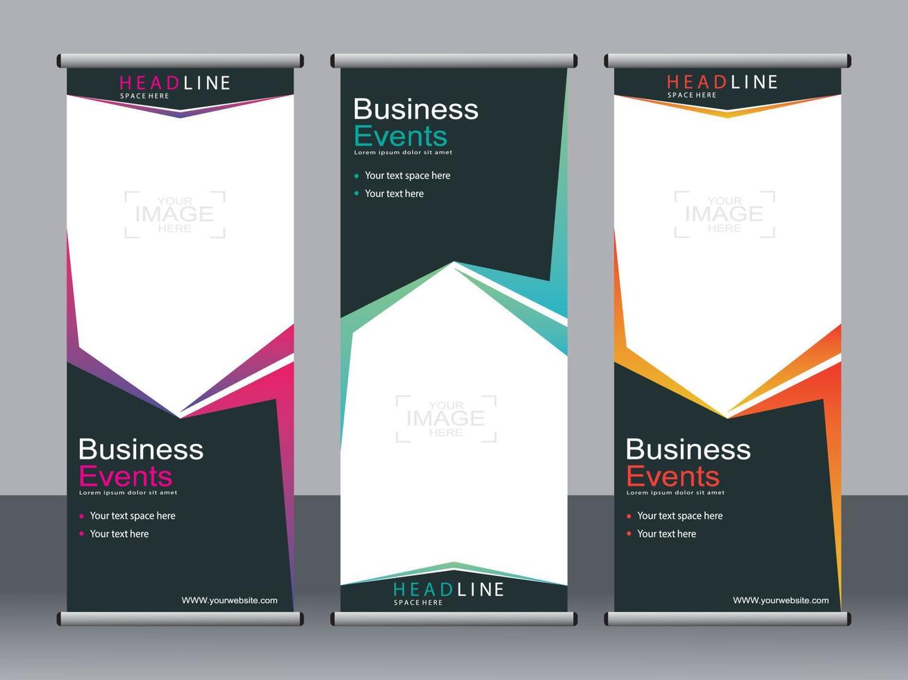 Business banner roll up set standee banner template. vector