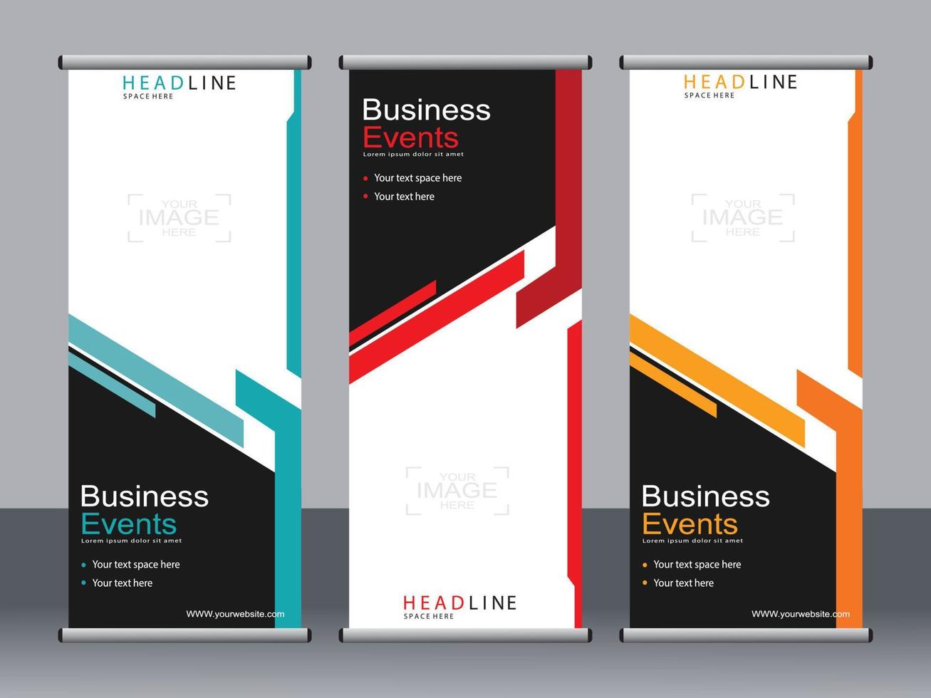 Business banner roll up set standee banner template. vector