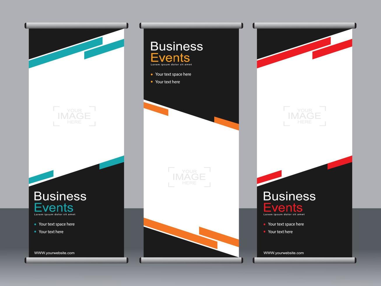 Business banner roll up set standee banner template. vector