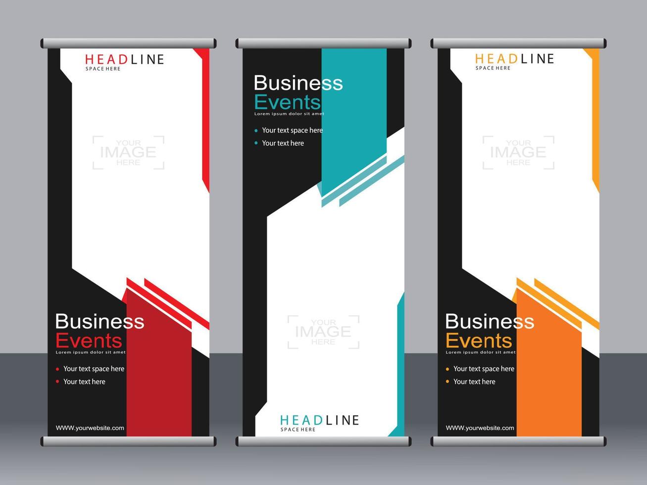 Business banner roll up set standee banner template. vector