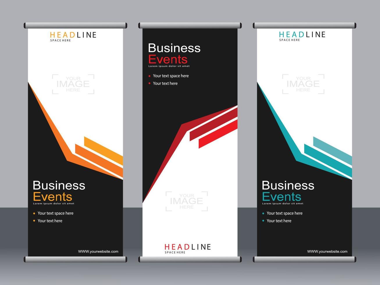 Business banner roll up set standee banner template. vector