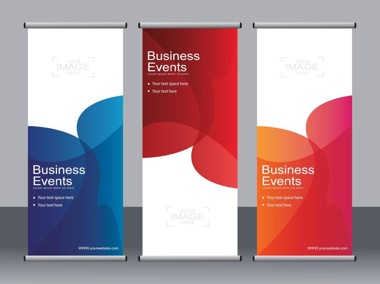 Business banner roll up set standee banner template. vector