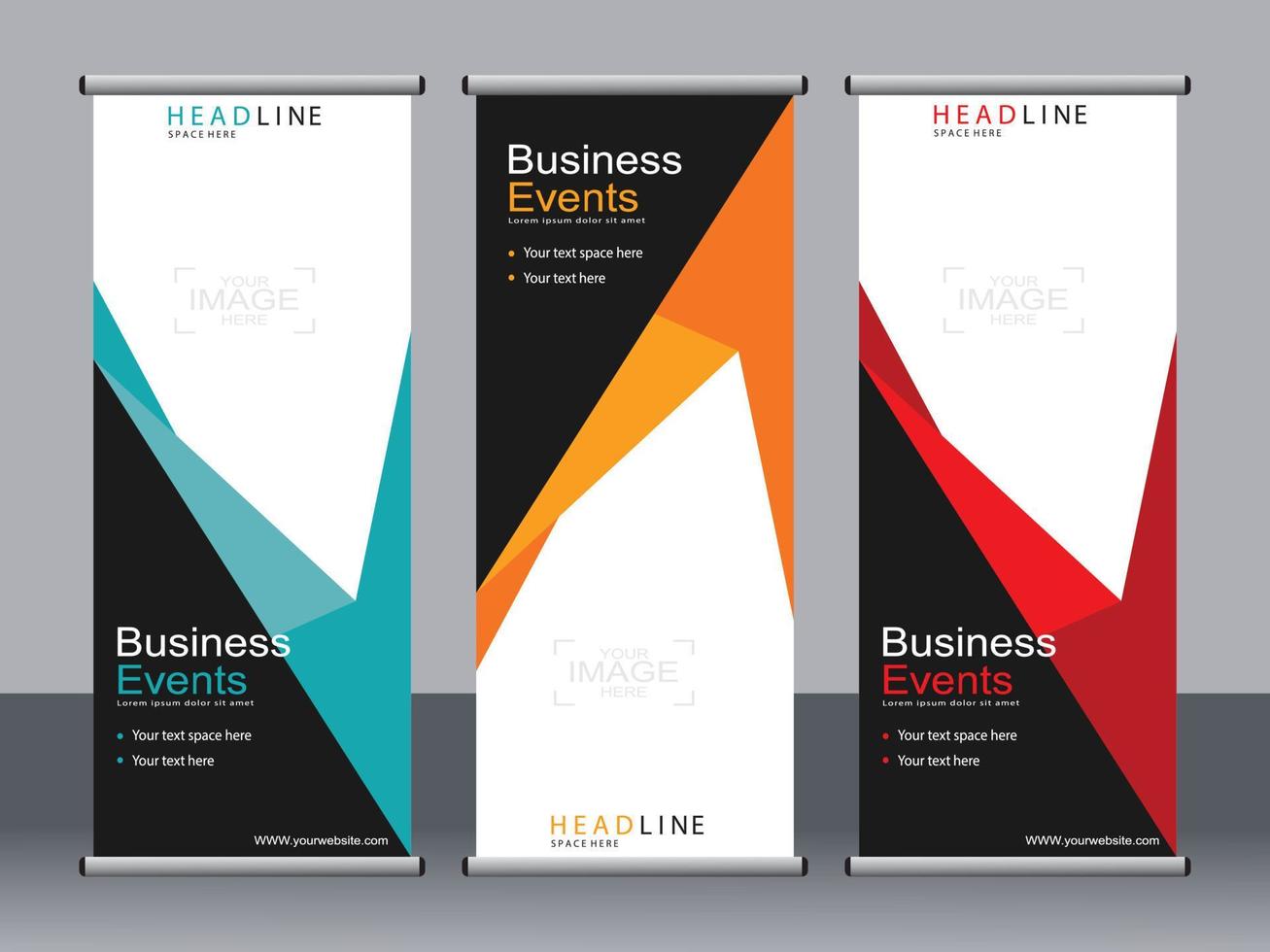 Business banner roll up set standee banner template. vector