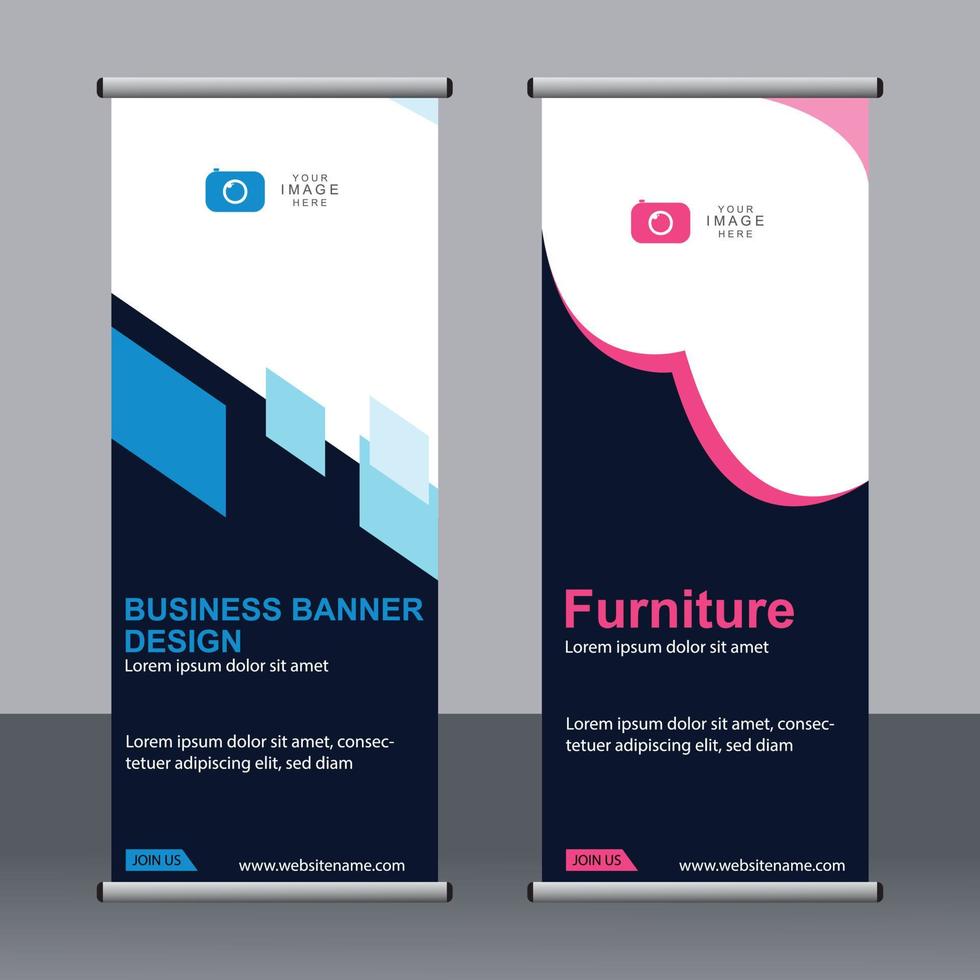 Business banner roll up set standee banner template. vector