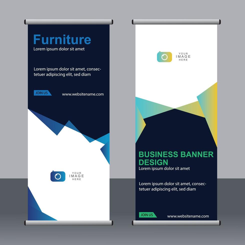 Business banner roll up set standee banner template. vector