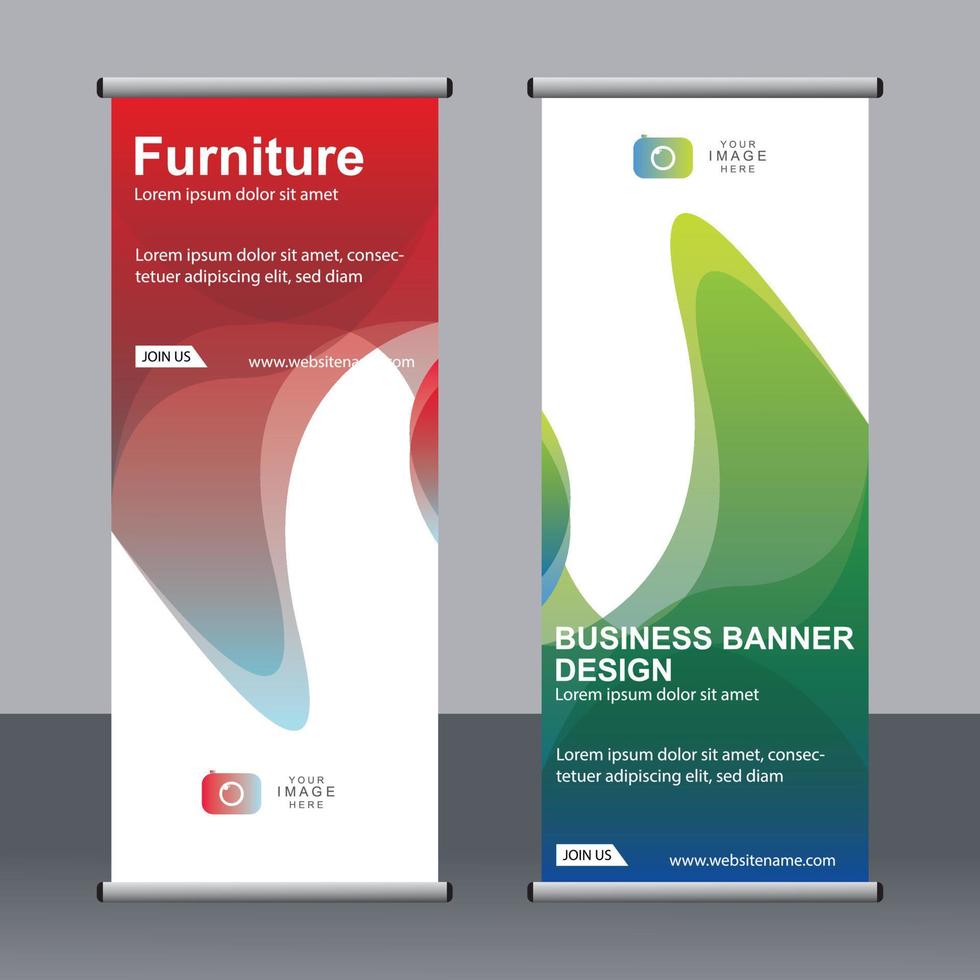 Business banner roll up set standee banner template. vector