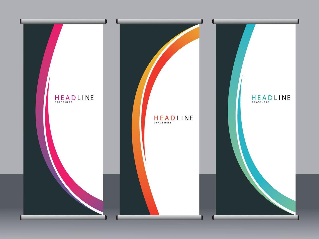 Business banner roll up set standee banner template. vector