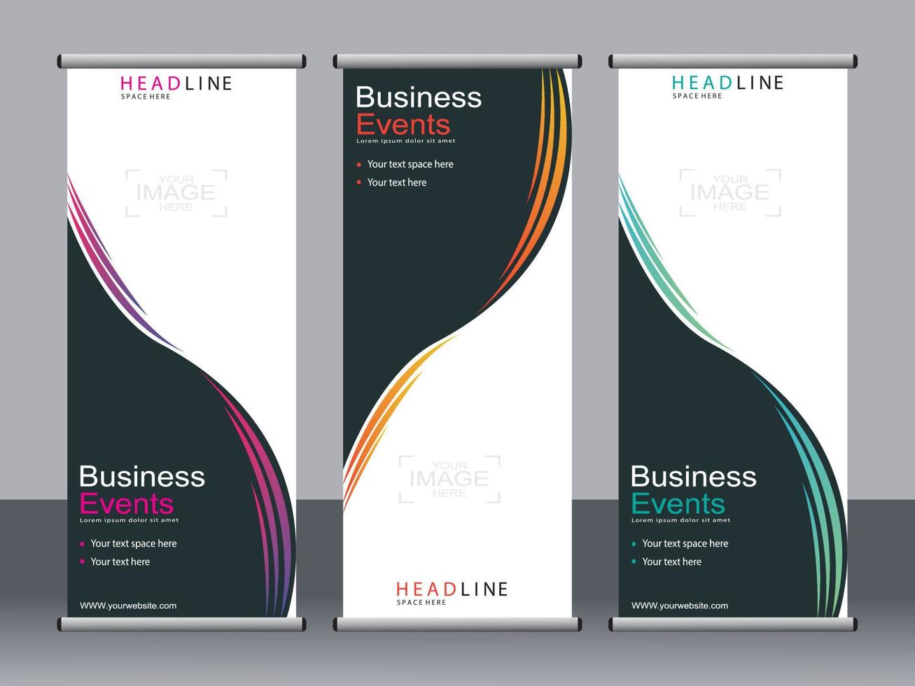 Business banner roll up set standee banner template. vector