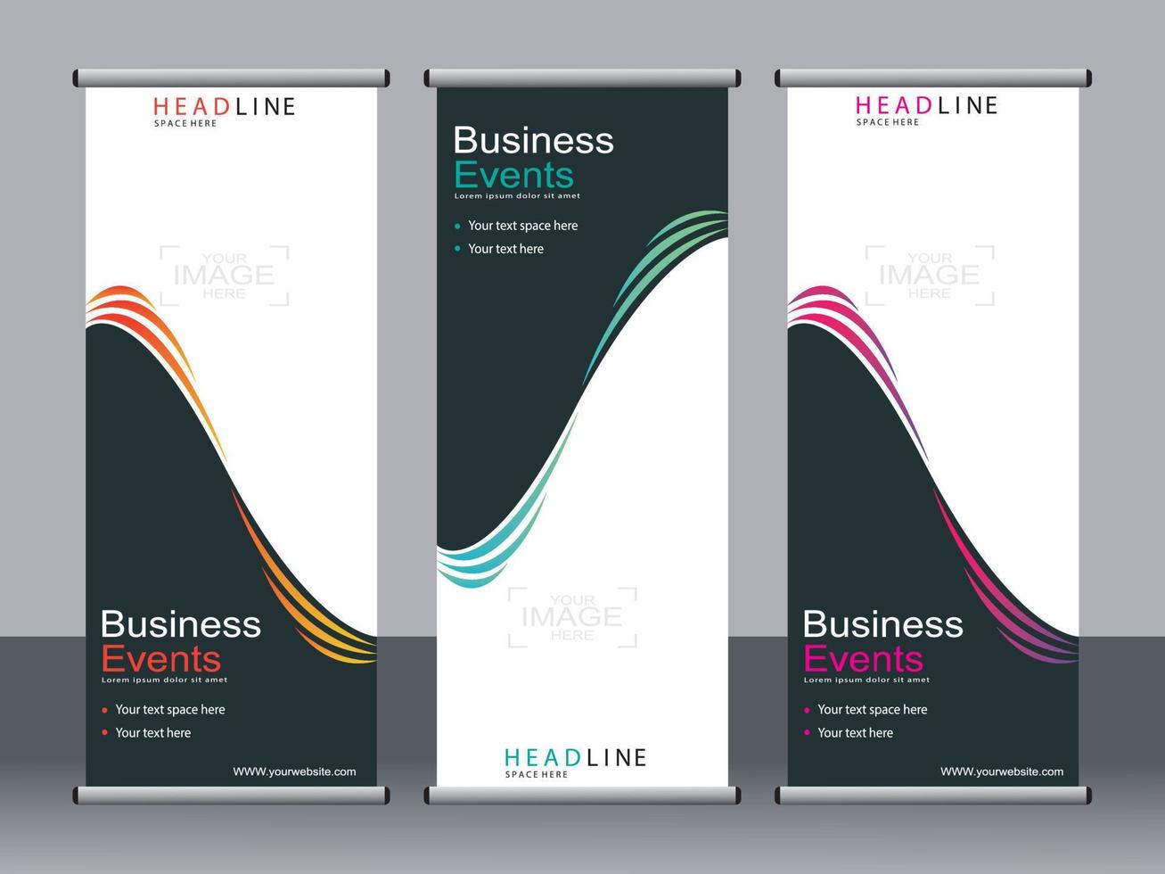 Business banner roll up set standee banner template. vector