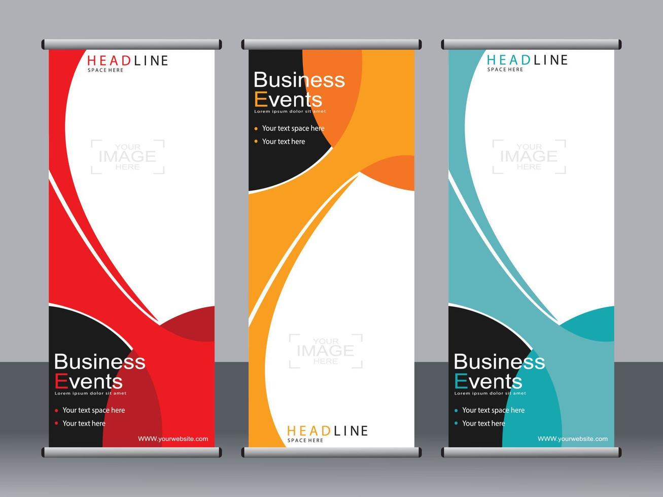 Business banner roll up set standee banner template. vector