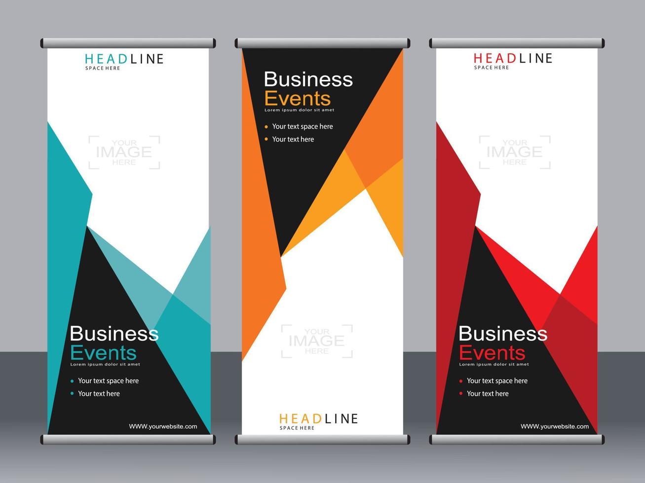 Business banner roll up set standee banner template. vector