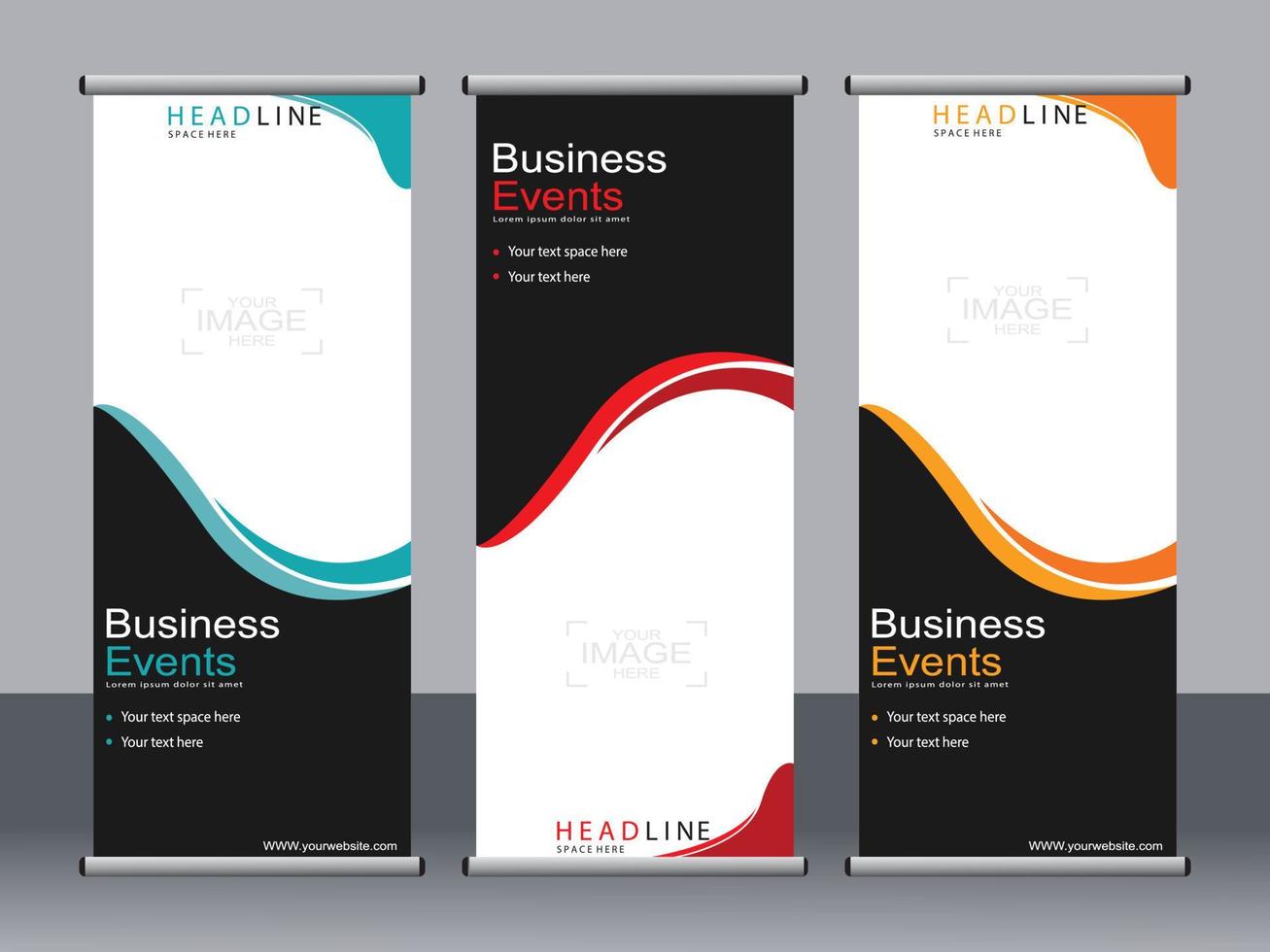 Business banner roll up set standee banner template. vector