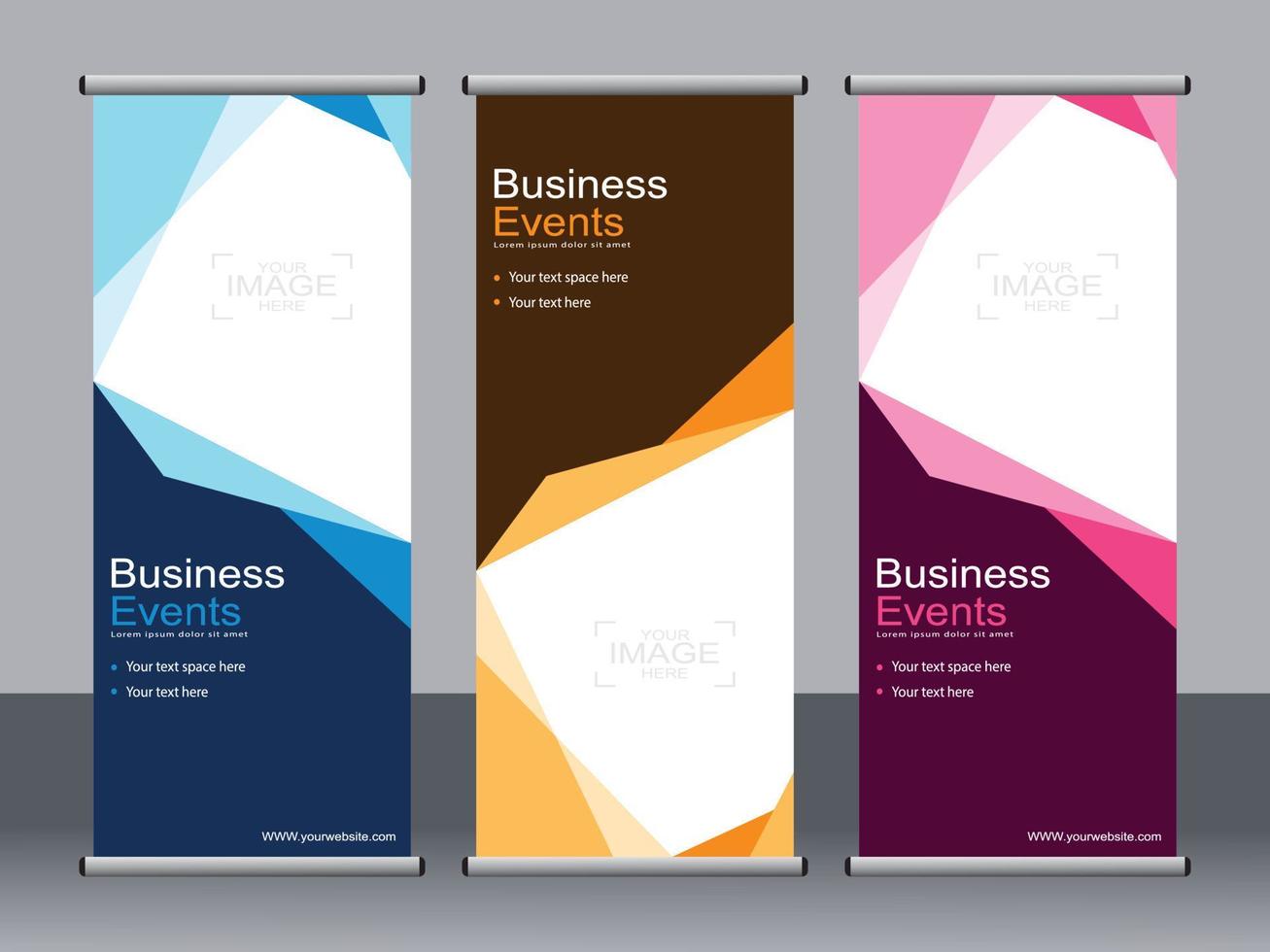 Business banner roll up set standee banner template. vector