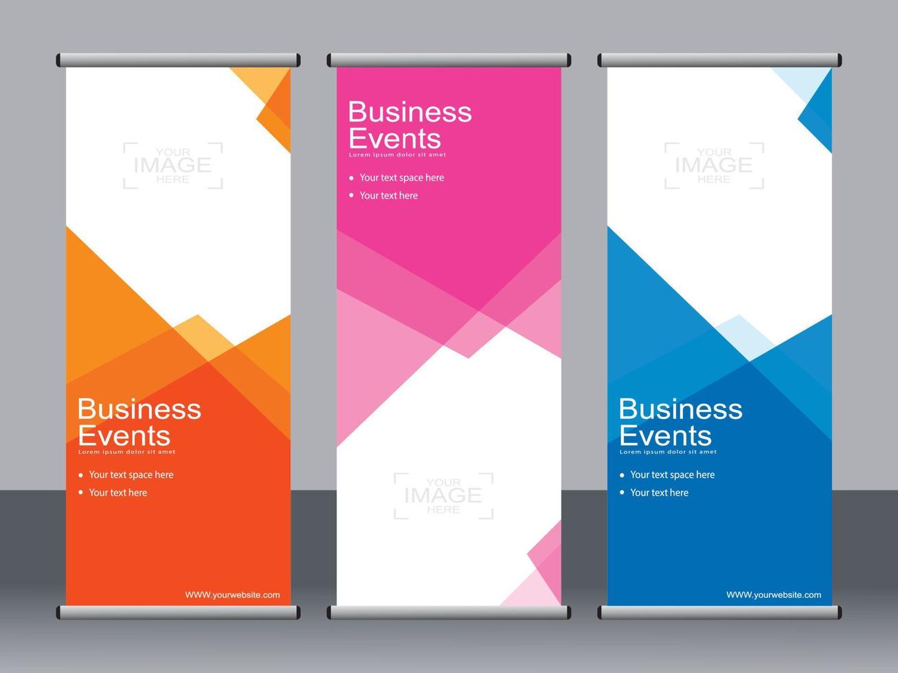 Business banner roll up set standee banner template. vector