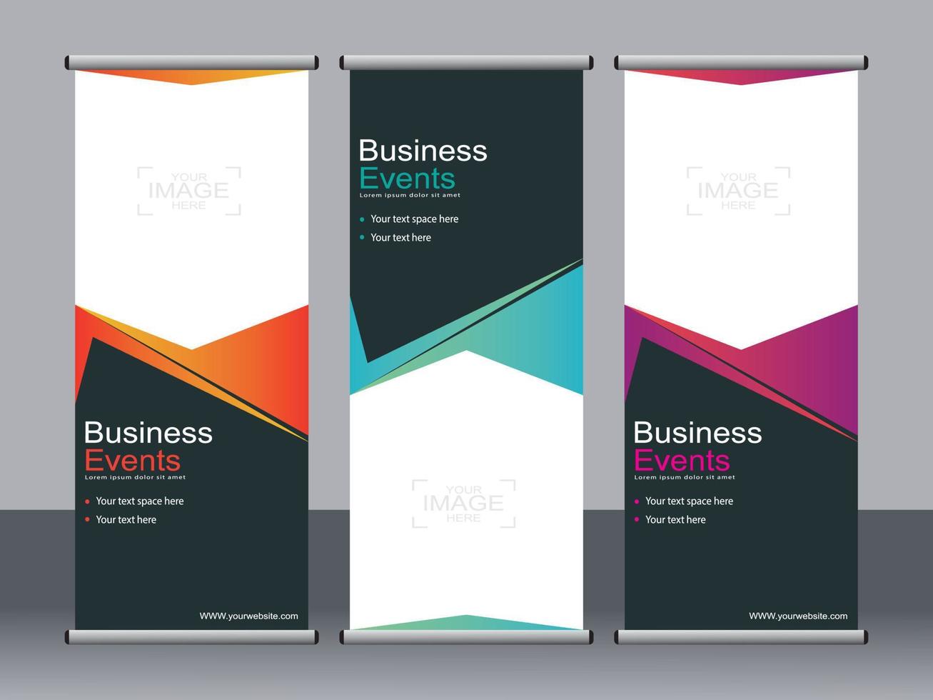 Business banner roll up set standee banner template. vector