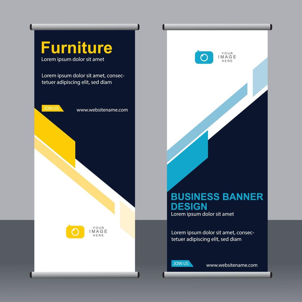 Business banner roll up set standee banner template. vector