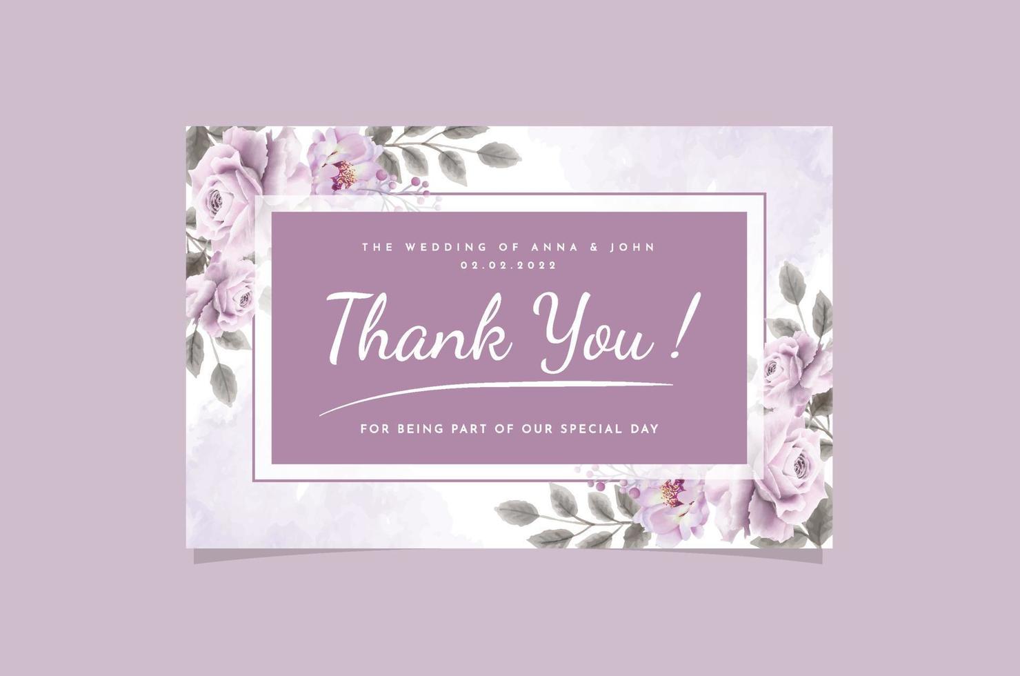 Hand Drawing Wedding Thank Card Floral Design vector