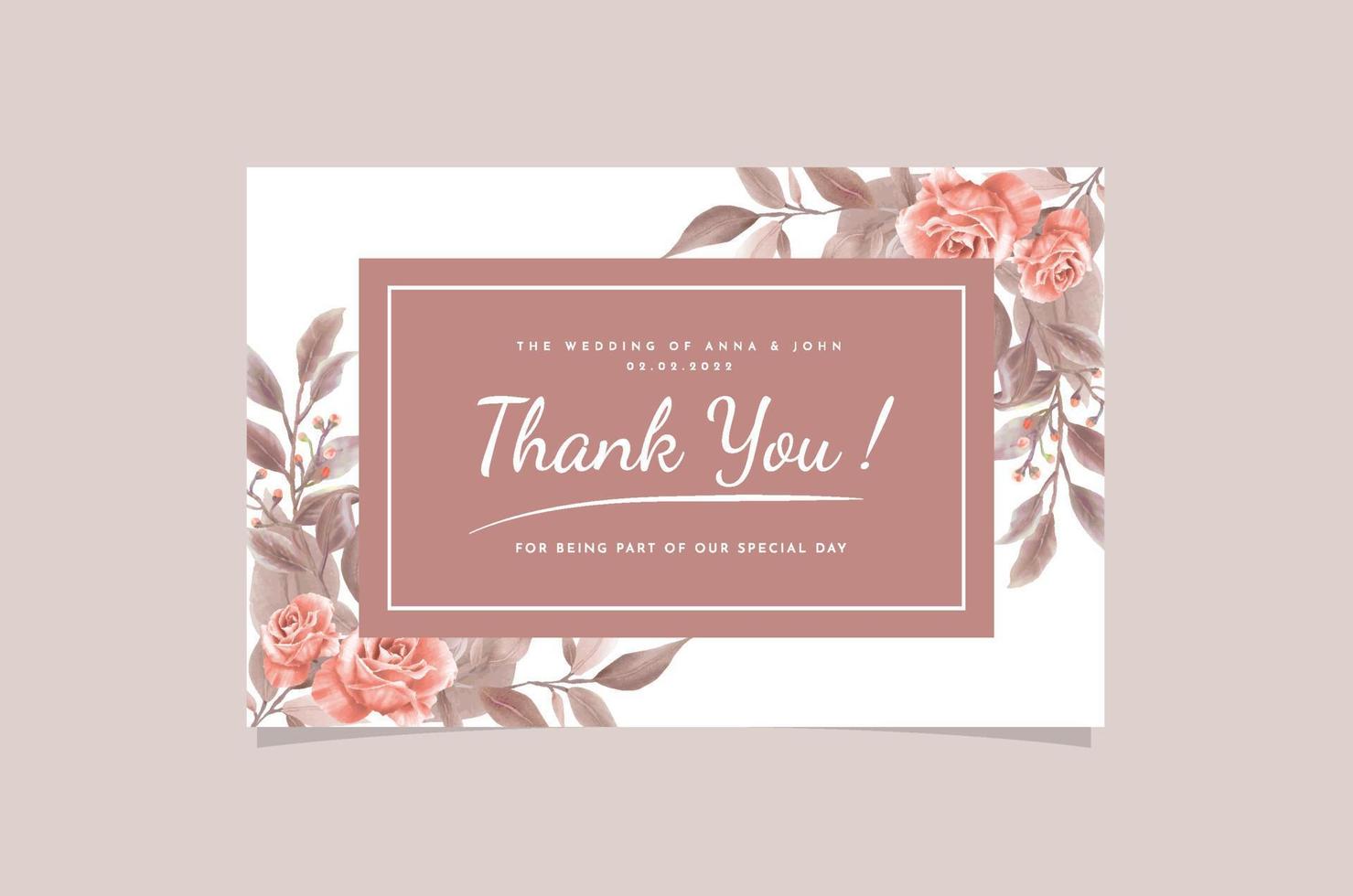 Hand Drawing Wedding Thank Card Floral Design vector