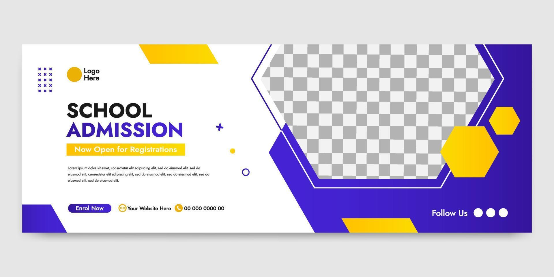 School Admission Banner Template vector