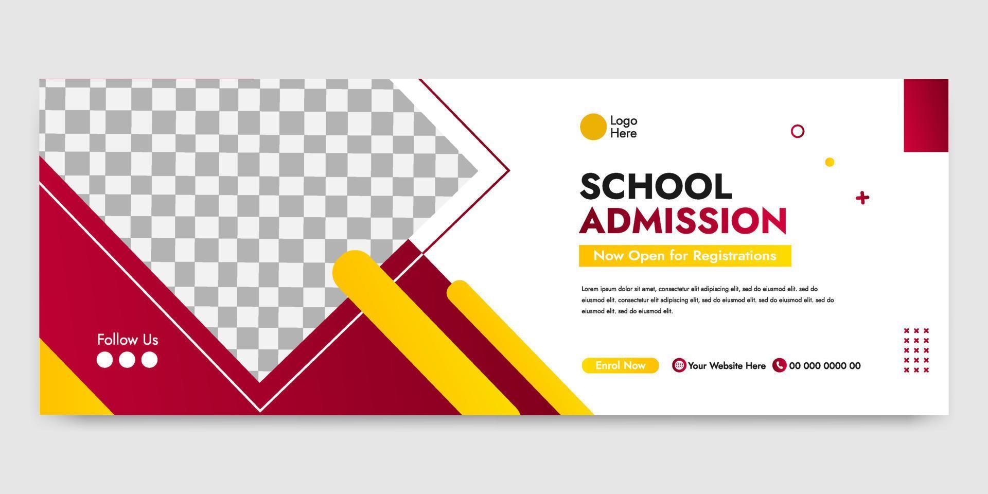 School Admission Banner Template vector