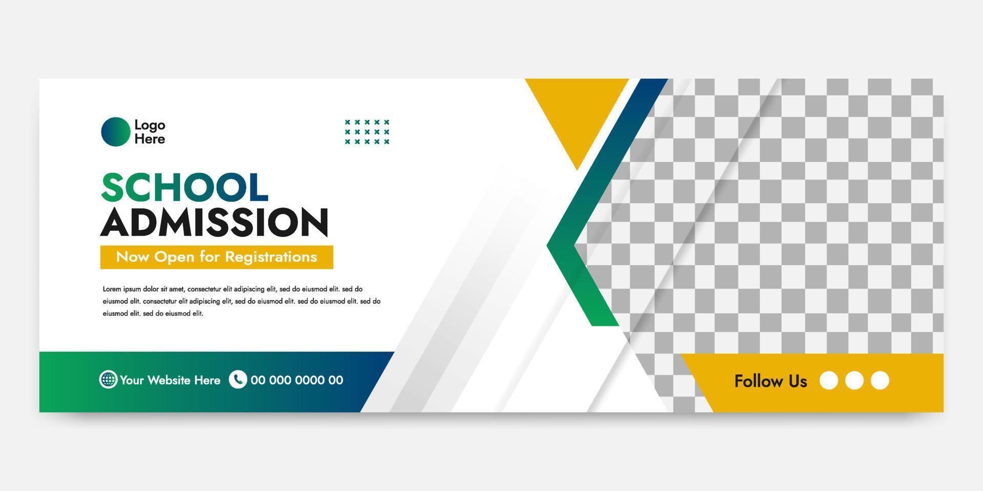 School Admission Banner Template vector