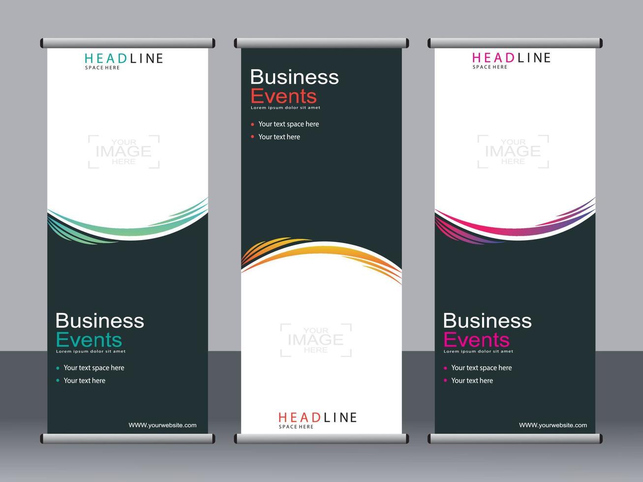 Business banner roll up set standee banner template. vector