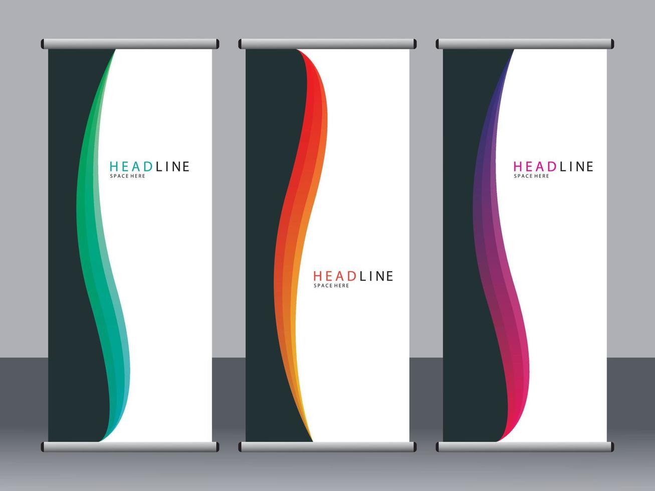 Business banner roll up set standee banner template. vector