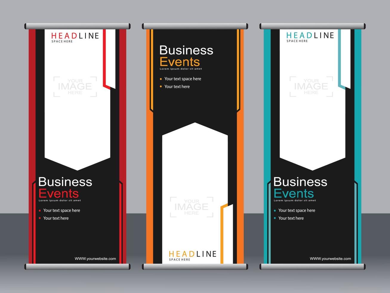 Business banner roll up set standee banner template. vector