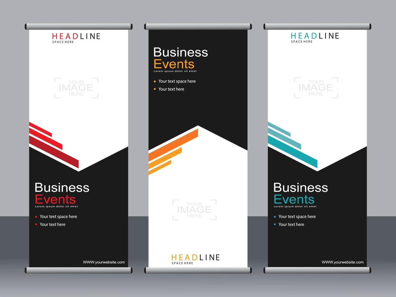 Business banner roll up set standee banner template. vector