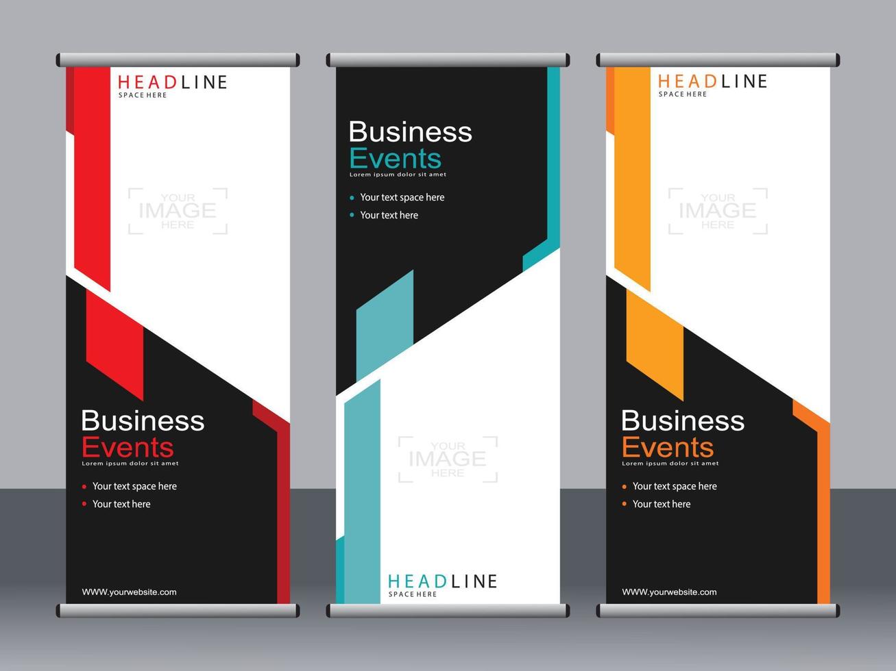 Business banner roll up set standee banner template. vector