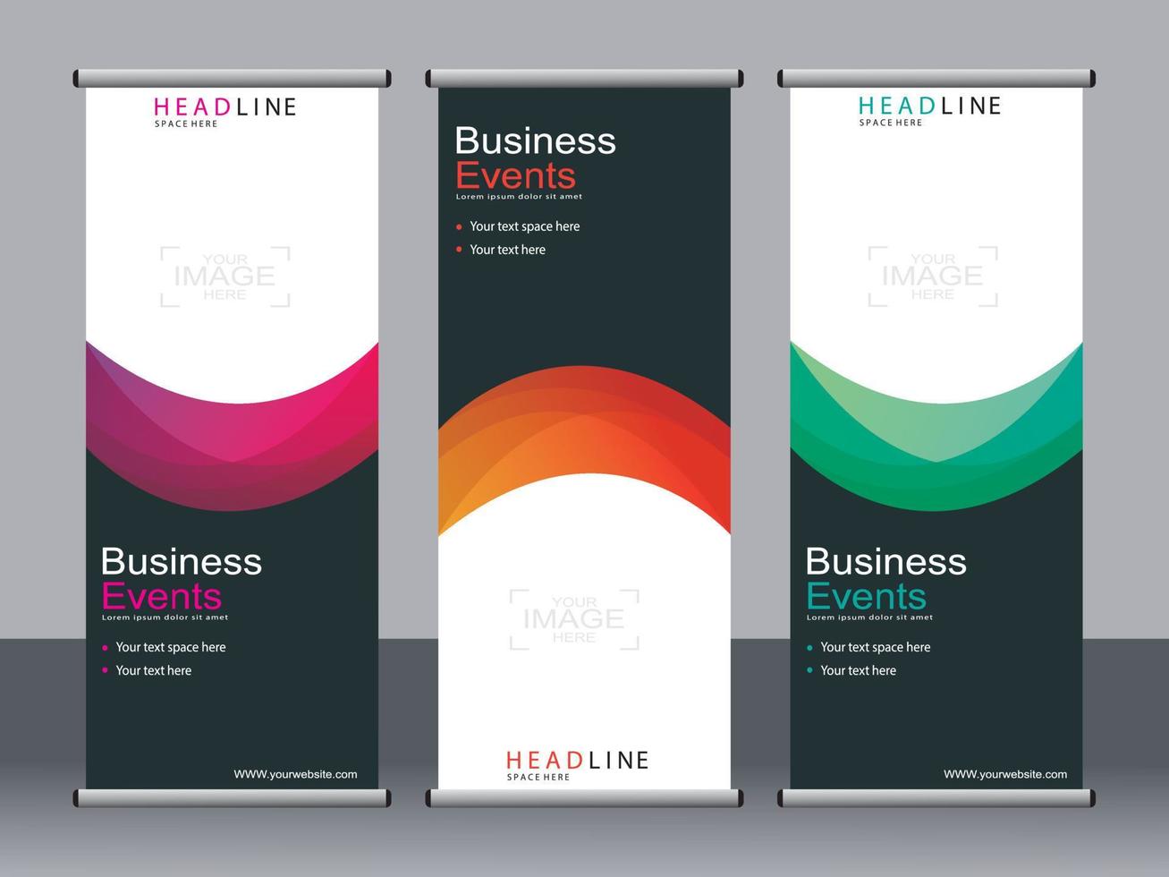 Business banner roll up set standee banner template. vector