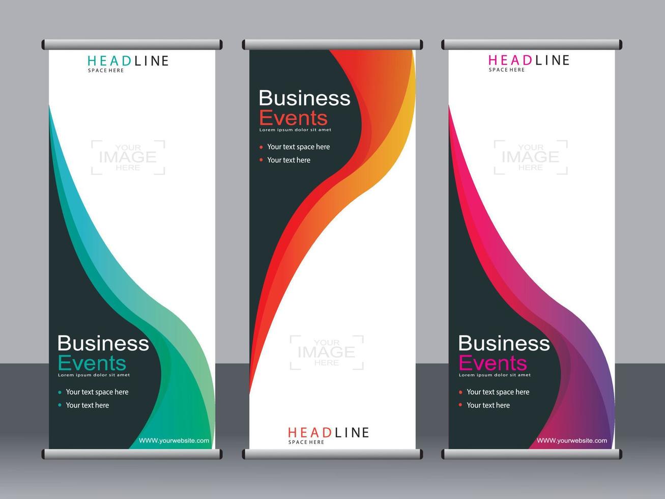 Business banner roll up set standee banner template. vector