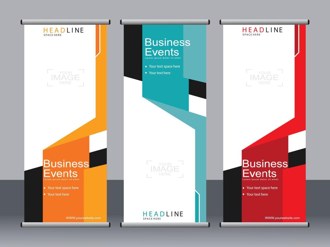 Business banner roll up set standee banner template. vector