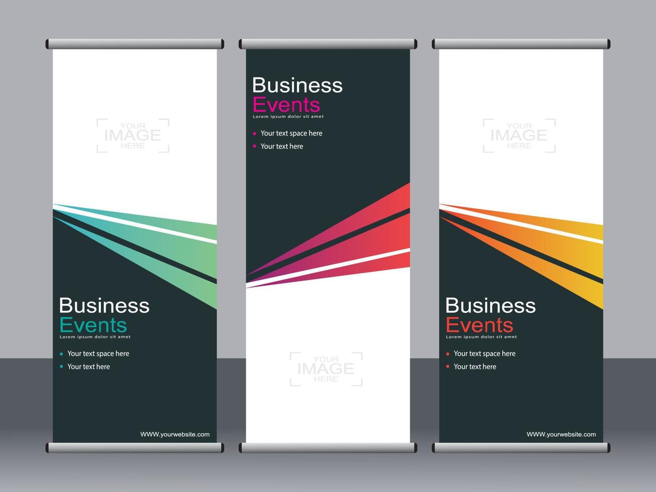 Business banner roll up set standee banner template. vector