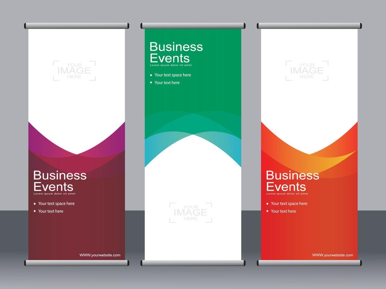 Business banner roll up set standee banner template. vector