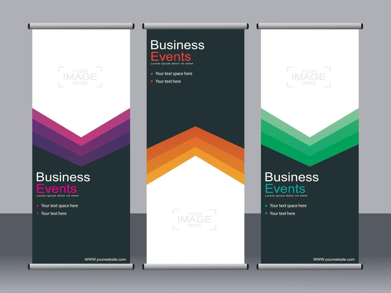 Business banner roll up set standee banner template. vector