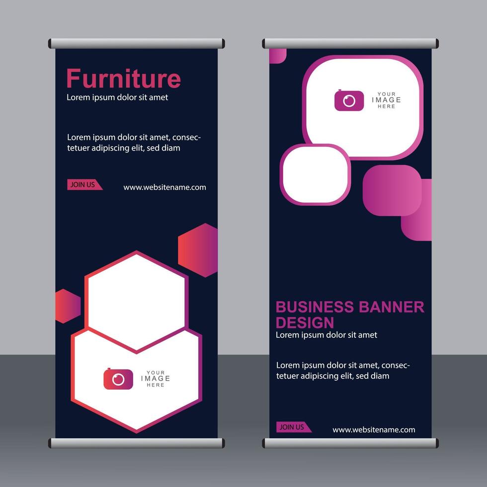 Business banner roll up set standee banner template. vector