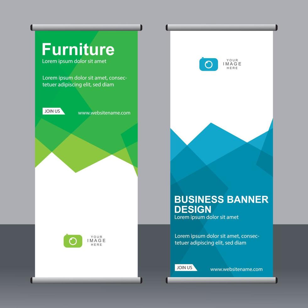 Business banner roll up set standee banner template. vector