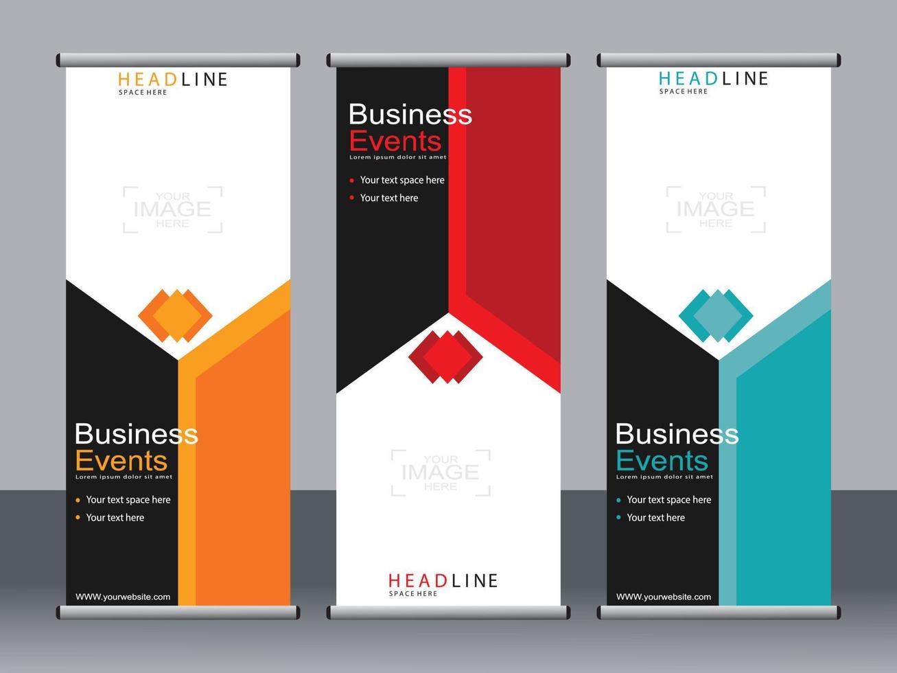 Business banner roll up set standee banner template. vector